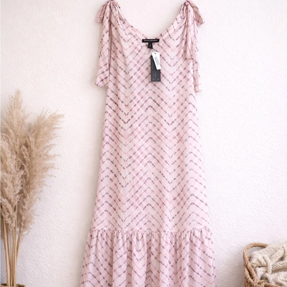 Banana Republic Tie Shoulder Maxi Dress Tall Medium Pink NWT- spring wedding